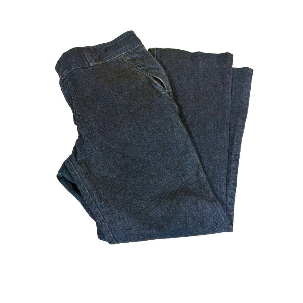 Anthropologie The Essential Crop Flare Jeans Sz 6 Dark Wash Denim Blue‎ Mid Rise